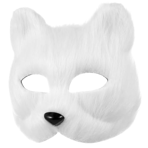 TINEASUR Fuchs Maske Fuchs Partydekorationen Das Kostüm Fuchs Tier Maskenfuchs Cosplay-maske Wolfsmaske Fuchsmaske Männer Maskerade Maske Das Outfit Wer Flanell Weiß von TINEASUR