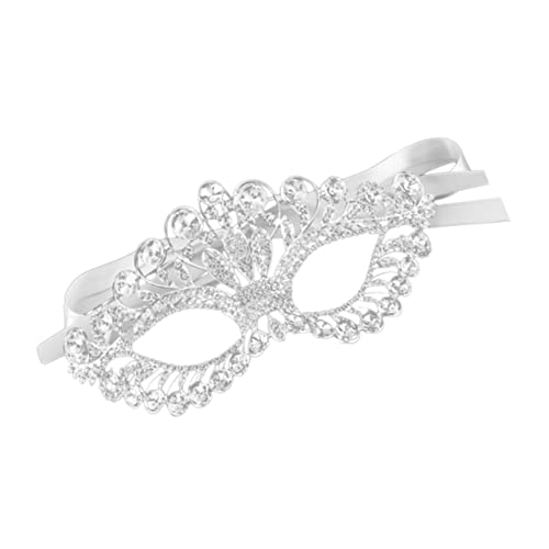 TINEASUR Halloween-Maske realistische menschliche Maske Maskenkostüm Rave halloween masken halloweenmaske kreative legierungsmaske Cosplay-Party-Frauenmaske Strasssteine Silver von TINEASUR