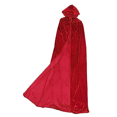 TINEASUR Umhang Halloween Halloween Umhang Für Rotweinfarbener Hexen Cape Aus 17 Meter Lang Halloween Kostü Dekoration Für Partys Und Cosplay Damen Umhang Mit Kapuze Halloween von TINEASUR