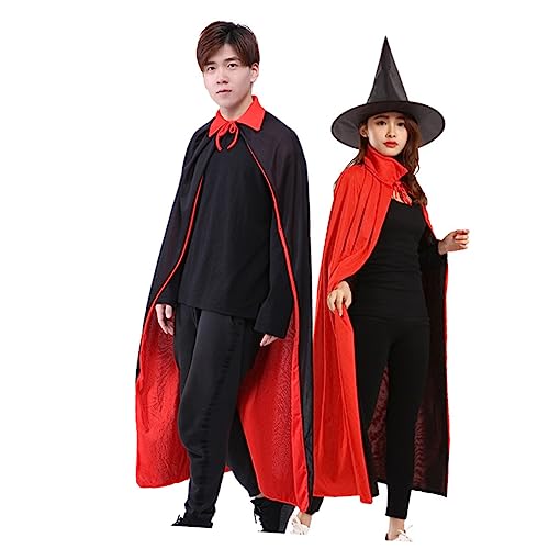 TINEASUR Halloween Hexenumhang Hexenhut Set Schwarz Rot Vampirumhang Für Erwachsene Kostüme Zubehör von TINEASUR