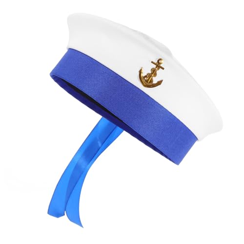 TINEASUR Kappe Kostüm Party Hut Frauen Sailor Cosplay Hut Bootfahren Sailor Hut Bühnenperformance Sailor Cosplay Hut Sonnenhut Kostüm Party Sailor Cosplay Hut Kleidung Zubehör Bootshut von TINEASUR