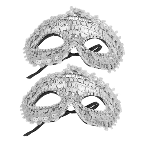 TINEASUR Maske verkleiden Karnevalsmaske Silberne Maskerademaske venezianische Augenmaske Frauenmaske maskerade maske herren halbmaske halloween Abendmaske schillernde Maske PVC Silver von TINEASUR