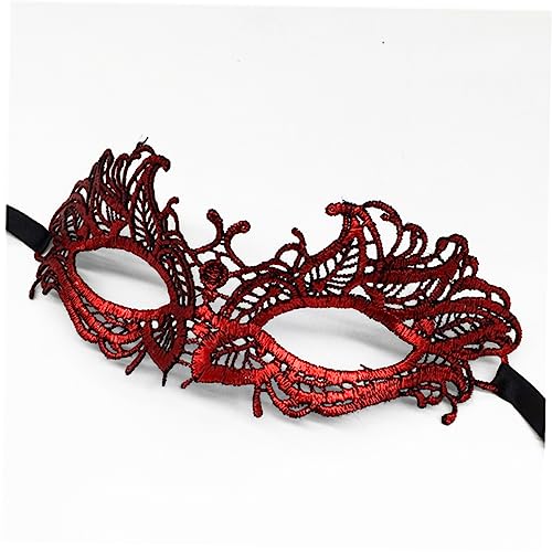 TINEASUR Rote Spitzen Augenmaske Für Karneval Halloween Und Maskenbälle Elegante Maskerade Maske Für Damen Und Herren Ideal Für Kostümpartys Und Bühnenaufführungen von TINEASUR