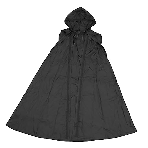 TINEASUR Schwarzer Vintage Kapuzenumhang Für Halloween Langer Roben Cape Für Kostümparty Cosplay Und Gothic Look von TINEASUR