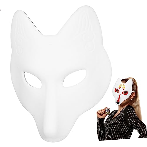 TINEASUR Weiße Leere Fox Handbemalte Japanische DIY Für Halloween Kostü Cosplay Und Maskerade Für Frauen Hochwertige Fox PDB18001B von TINEASUR