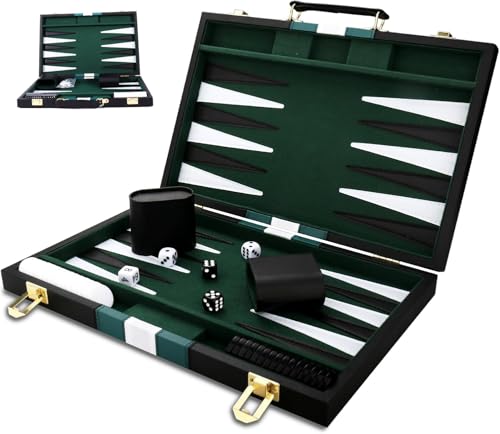 Backgammon Set,Backgammon Brettspiel,Backgammon-Set Komplett mit Würfelbechern, für Erwachsene Brettspiel,Reise-Backgammon-Set von TINMAGI