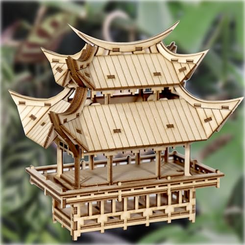 Tempel der Dankbarkeit 3D-Holzpuzzle für Erwachsene und Kinder, inklusive LED-Lichtern, Acrylpfahl und Montagewerkzeug, DIY-Kit für Heim- oder Pflanzendekoration, 109 Teile (Batterie nicht im von TINY TREE HOUSES