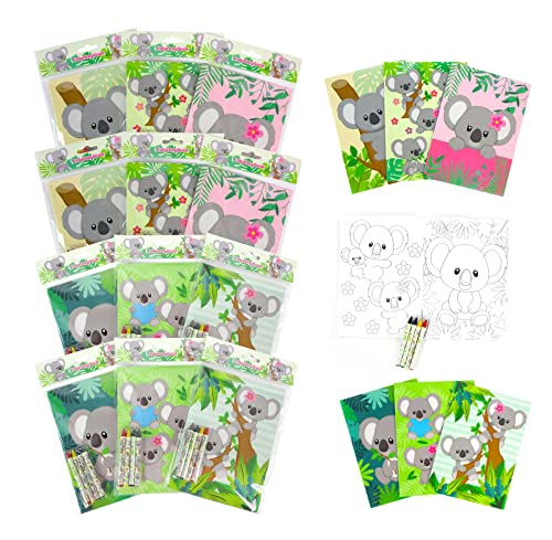 Koalas Malbücher mit Buntstiften, Partyzubehör, 12 Stück von TINYMILLS