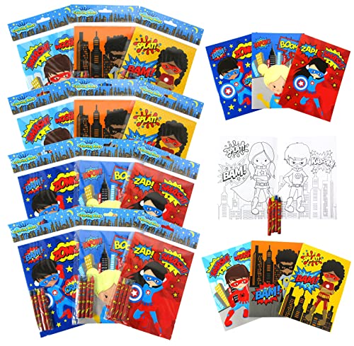 Superhelden-Malbücher mit Buntstiften, Partygeschenke, 12 Stück von TINYMILLS