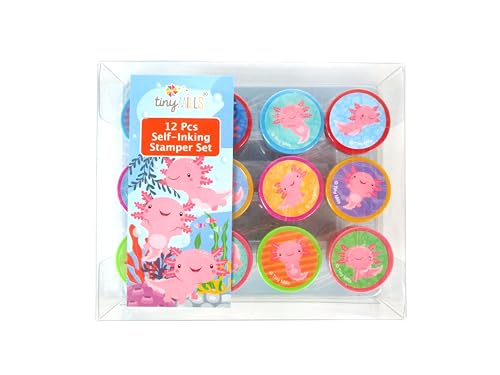 TINYMILLS Axolotl-Stempel-Set für Kinder – Axolotl-Stempel-Set, Geschenk, Partyzubehör, 12-teilig von TINYMILLS