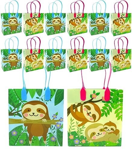 Tiny Mills Faultier Themed Party Favor Bags Treat Bags with Handles Faultier Candy Bags for Birthday Party Goodie Bags, Party Supply Decoration 12 Stück von TINYMILLS