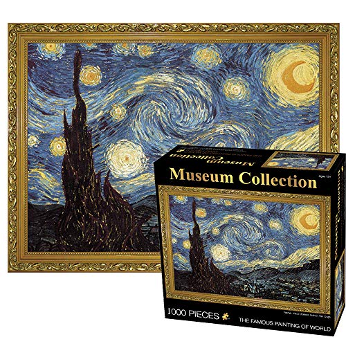 TINYOUTH 1000 Teile Puzzle für Erwachsene, 《Sternennacht》Museum Kollektion Puzzle, 70x50cm 2mm Berühmte Gemälde Puzzle, Stressabbau Staycation Kill Time für Erwachsene Kinder 14+ von TINYOUTH