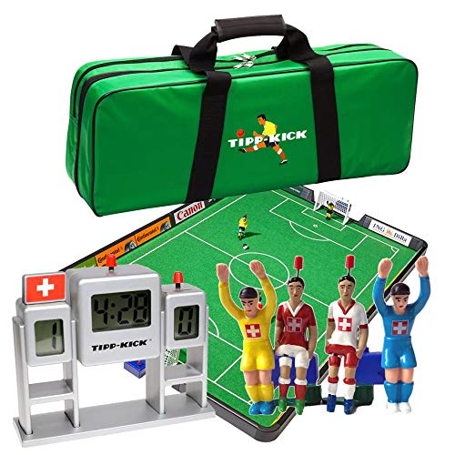 TIPP-KICK Turnier Edition Schweiz Set Spielfeld, 2X Spieler, 2X Torwart, 2X Plastiktor, 5X Ball, 1x Halbzeituhr+Soundchip von TIPP-KICK