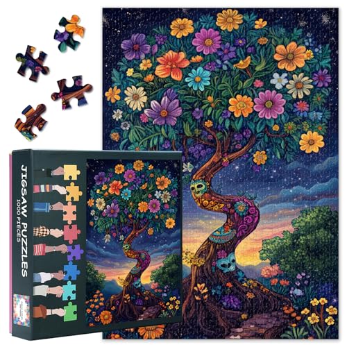 1000 Blöcke Blumen Puzzle für Erwachsene, Alte Baum Puzzles für den Tag der Toten, Sternen Erwachsene Puzzles, Puzzle-Spiele oder Spielzeug, geeignet für ältere Freunde 50X70CM 1000 Blöcke Blumen Puzzle für Erwachsene, Alte Baum Puzzles für den Tag der Toten, Sternen Erwachsene Puzzles, Puzzle-Spiele oder Spielzeug, geeignet für ältere Freunde 50X70CM von TISHIRON