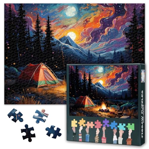 1000 Blöcke für Erwachsene Puzzle Camping, Nacht Camping am See in den Bergen Puzzles für Erwachsene, Puzzle-Spiele oder Spielzeug für ältere Freunde 50X70CM 1000 Blöcke für Erwachsene Puzzle Camping, Nacht Camping am See in den Bergen Puzzles für Erwachsene, Puzzle-Spiele oder Spielzeug für ältere Freunde 50X70CM von TISHIRON