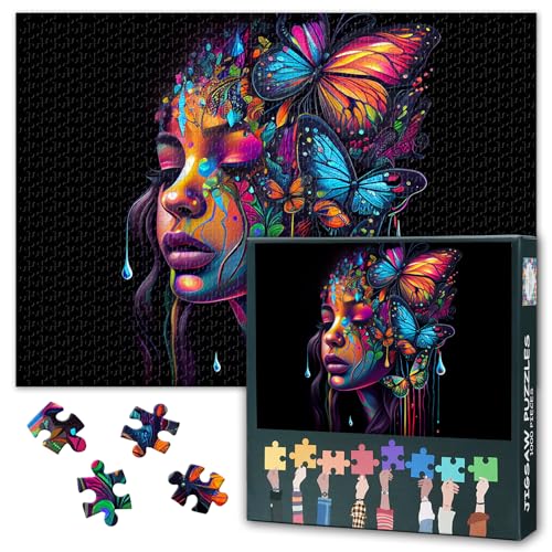 1000 Teile Puzzle Erwachsene Schmetterling Mädchen, Schwarzes Mädchen 1000-teiliges Puzzle Lernspiel Spielzeug Geschenk, 70 x 50 cm Puzzles Stress abbauen Familien-Puzzlespiel 1000 Teile Puzzle Erwachsene Schmetterling Mädchen, Schwarzes Mädchen 1000-teiliges Puzzle Lernspiel Spielzeug Geschenk, 70 x 50 cm Puzzles Stress abbauen Familien-Puzzlespiel von TISHIRON