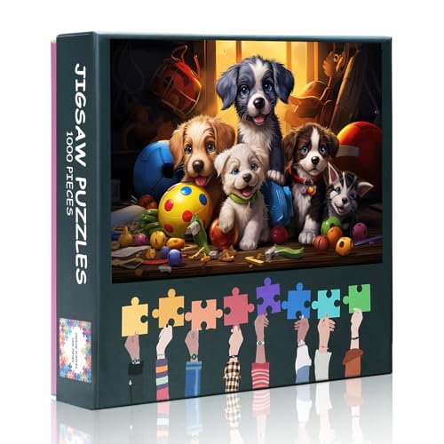 1000 Teile Puzzle Hunde mit Spielzeug Puzzles für Erwachsene 1000 Teile Welpen-Puzzle Lustige Puzzlespiele für Erwachsene - Fertige Größe 27,5 x 19,7 Zoll 1000 Teile Puzzle Hunde mit Spielzeug Puzzles für Erwachsene 1000 Teile Welpen-Puzzle Lustige Puzzlespiele für Erwachsene - Fertige Größe 27,5 x 19,7 Zoll von TISHIRON