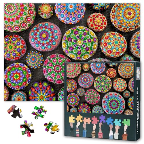 1000-teiliges Puzzle, Mandala-Erwachsenenpuzzle, Puzzle 1000 Teile für Erwachsene, buntes Mandala, Puzzles für Erwachsene, 1000 Teile, Familienspiele, fertige Größe 50 x 70 cm 1000-teiliges Puzzle, Mandala-Erwachsenenpuzzle, Puzzle 1000 Teile für Erwachsene, buntes Mandala, Puzzles für Erwachsene, 1000 Teile, Familienspiele, fertige Größe 50 x 70 cm von TISHIRON