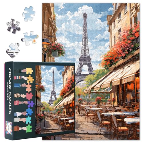 1000-teiliges Puzzle für Erwachsene – Einzigartiges Kunstwerk Café in Paris mit dem Eiffelturm Puzzle – Denksportaufgabe, Schwieriges und Herausforderndes Großes Puzzlespielzeug Geschenk 20x27 inch 1000-teiliges Puzzle für Erwachsene – Einzigartiges Kunstwerk Café in Paris mit dem Eiffelturm Puzzle – Denksportaufgabe, Schwieriges und Herausforderndes Großes Puzzlespielzeug Geschenk 20x27 inch von TISHIRON