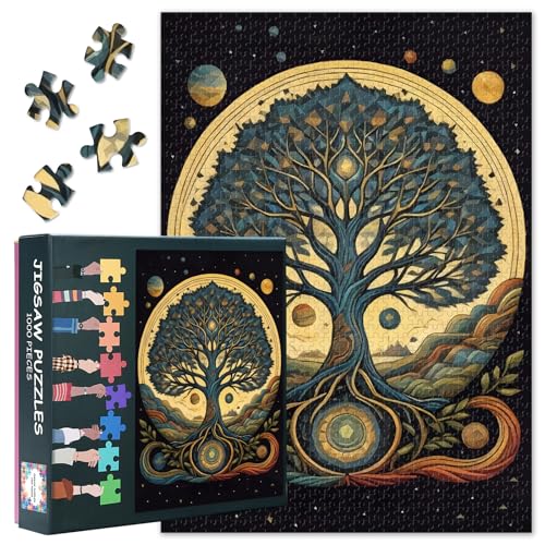 1000-teiliges abstraktes Mondlicht-Baum-Landschafts-Puzzle für Erwachsene, mattes Premium-Finish, anspruchsvolle Kunsttherapie, Familien-Bindungsaktivität und Wanddekoration, Geschenk (50 x 70 cm) von TISHIRON