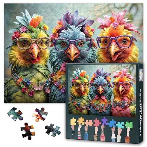 Abstract Animals Premium Herausfordernde Spiele Puzzle für Erwachsene 1000 Teile, EIN Huhn mit Brille und Perlen Puzzlespiel für Erwachsene, Familien 70 x 50 cm Abstract Animals Premium Herausfordernde Spiele Puzzle für Erwachsene 1000 Teile, EIN Huhn mit Brille und Perlen Puzzlespiel für Erwachsene, Familien 70 x 50 cm von TISHIRON