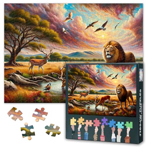 Afrikanische Wildlife Jigsaw Puzzles 1000 Stücke für Erwachsene Löwe und Elch Puzzles Jugendlicher Familienspielzeug Herausfordernde Puzzle Geeignet für Spielnächte Größe: 70x50cm Afrikanische Wildlife Jigsaw Puzzles 1000 Stücke für Erwachsene Löwe und Elch Puzzles Jugendlicher Familienspielzeug Herausfordernde Puzzle Geeignet für Spielnächte Größe: 70x50cm von TISHIRON