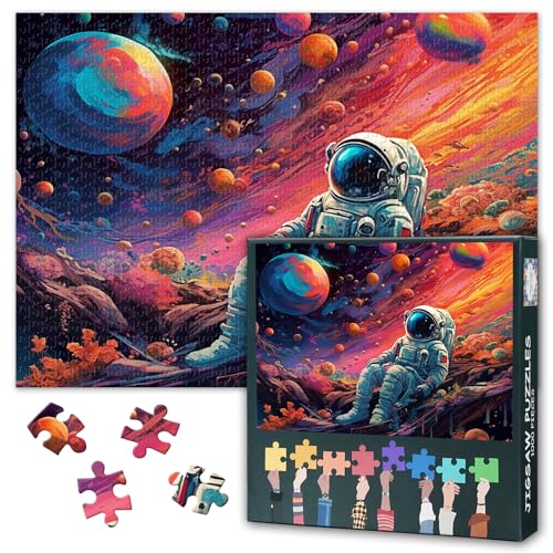 Astronaut – Astronaut im Sternenhimmel – Bunter Planet – 1000-teiliges Puzzle für Erwachsene – Anspruchsvolles Puzzle, Perfekt für Spieleabende – Fertige Größe: 20x27 inch Astronaut – Astronaut im Sternenhimmel – Bunter Planet – 1000-teiliges Puzzle für Erwachsene – Anspruchsvolles Puzzle, Perfekt für Spieleabende – Fertige Größe: 20x27 inch von TISHIRON