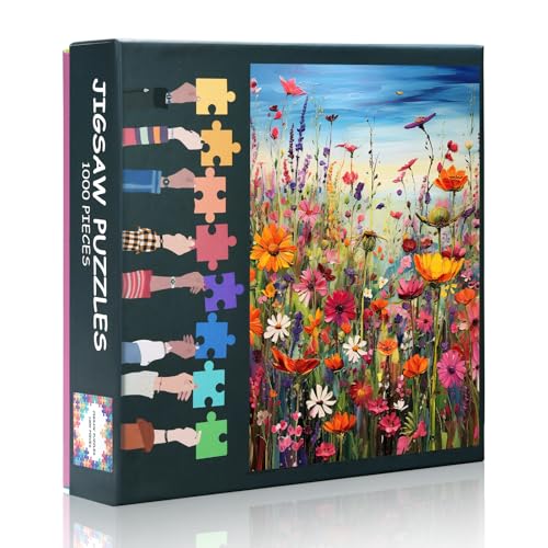 Blumen-Puzzles für Erwachsene, 1000 Blütenpflanzen-Puzzles für Erwachsene, Männer, Frauen, Geschenk, blühendes Puzzle-Spiel, buntes Kunstwerk-Puzzle für Familie, fertige Größe ist 69,8 x 50 cm von TISHIRON