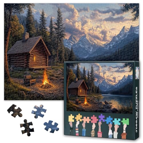 Campinghütte am See 1000-teiliges Puzzle für Erwachsene – Landschaftsgemälde 1000-teilige Puzzles mit Lebendigen, Herausfordernden und Dennoch Entspannenden Motiven für Liebhaber 20X27 INCH Campinghütte am See 1000-teiliges Puzzle für Erwachsene – Landschaftsgemälde 1000-teilige Puzzles mit Lebendigen, Herausfordernden und Dennoch Entspannenden Motiven für Liebhaber 20X27 INCH von TISHIRON