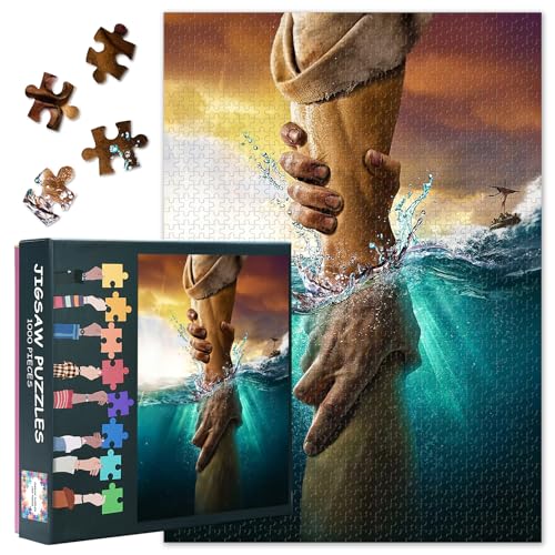 Christliches 1000-teiliges Puzzle für Erwachsene, Jesus, Glaube, Malerei, Puzzle, die Hand Gottes, Puzzles für anspruchsvolle Familienaktivitäten, Kunst, religiöse DIY-Puzzle-Dekoration, Geschenke von TISHIRON