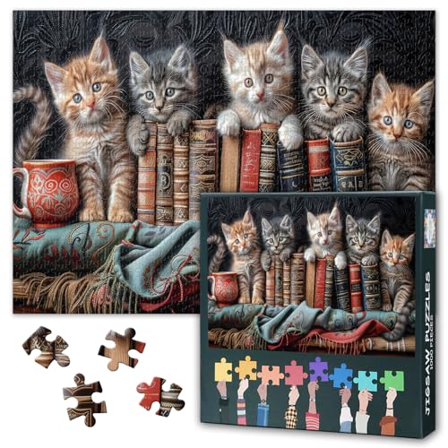 Entzückende Katzen mit Antiken Büchern und Einer Vintage-Tasse 1000-teiliges Puzzle für Erwachsene Katzenmalerei 1000-teilige Puzzles, eine Herausfordernde Dennoch Entspannende Aktivität 20x27inch Entzückende Katzen mit Antiken Büchern und Einer Vintage-Tasse 1000-teiliges Puzzle für Erwachsene Katzenmalerei 1000-teilige Puzzles, eine Herausfordernde Dennoch Entspannende Aktivität 20x27inch von TISHIRON