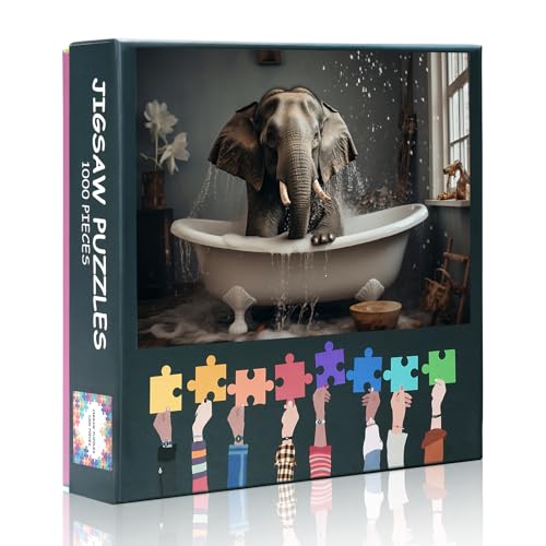 Erwachsene Puzzle 1000 Blöcke, Elefanten Bad Badewanne Puzzles, Erwachsene Puzzle Spiele oder Spielzeug Geeignet für ältere Freunde 50X70 cm Erwachsene Puzzle 1000 Blöcke, Elefanten Bad Badewanne Puzzles, Erwachsene Puzzle Spiele oder Spielzeug Geeignet für ältere Freunde 50X70 cm von TISHIRON