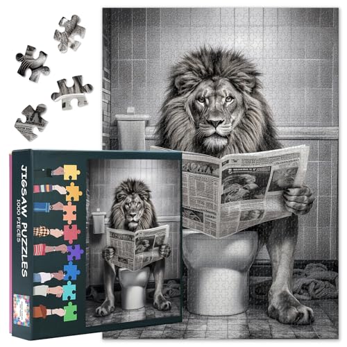 Erwachsene Puzzle 1000 Blöcke, Löwe sitzt auf der Toilette Puzzles, Löwe sitzt auf dem Stuhl Erwachsene Puzzle Spiele oder Spielzeug Geeignet für ältere Freunde 50X70 cm Erwachsene Puzzle 1000 Blöcke, Löwe sitzt auf der Toilette Puzzles, Löwe sitzt auf dem Stuhl Erwachsene Puzzle Spiele oder Spielzeug Geeignet für ältere Freunde 50X70 cm von TISHIRON