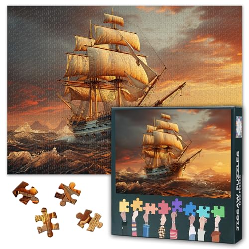 Erwachsene Puzzle 1000 Blöcke, Segelpuzzle auf dem Ozean, Piratenschiff Erwachsene Segelpuzzle, Puzzle-Spiele oder Spielzeug, geeignet für ältere Freunde 50X70CM Erwachsene Puzzle 1000 Blöcke, Segelpuzzle auf dem Ozean, Piratenschiff Erwachsene Segelpuzzle, Puzzle-Spiele oder Spielzeug, geeignet für ältere Freunde 50X70CM von TISHIRON
