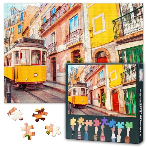 Erwachsene Puzzles 1000 Blöcke, Gelb Retro Straßenbahn Puzzle, Portugal Lissabon Erwachsene Puzzles, Puzzle-Spiele oder Spielzeug, geeignet für ältere Freunde 50x70 cm Erwachsene Puzzles 1000 Blöcke, Gelb Retro Straßenbahn Puzzle, Portugal Lissabon Erwachsene Puzzles, Puzzle-Spiele oder Spielzeug, geeignet für ältere Freunde 50x70 cm von TISHIRON