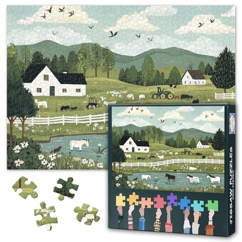 Erwachsene Puzzles 1000 Blöcke, Ruhige Idyllische Landschaft Puzzle, Tiere und Bauernhof Erwachsene Puzzles, Puzzle-Spiele oder Spielzeug, geeignet für ältere Freunde 50X70CM Erwachsene Puzzles 1000 Blöcke, Ruhige Idyllische Landschaft Puzzle, Tiere und Bauernhof Erwachsene Puzzles, Puzzle-Spiele oder Spielzeug, geeignet für ältere Freunde 50X70CM von TISHIRON