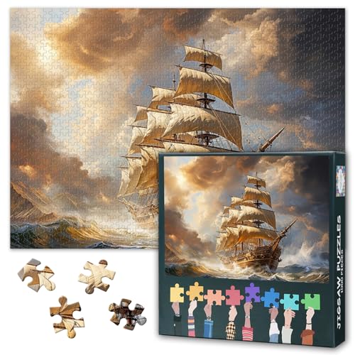 Erwachsene Segelschiff-Puzzle 1000, antike Segelschiff-Puzzle, Erwachsene Wellen-Puzzle, Erwachsene Puzzle-Spiele oder Spielzeug, geeignet für ältere Freunde 50X70CM Erwachsene Segelschiff-Puzzle 1000, antike Segelschiff-Puzzle, Erwachsene Wellen-Puzzle, Erwachsene Puzzle-Spiele oder Spielzeug, geeignet für ältere Freunde 50X70CM von TISHIRON