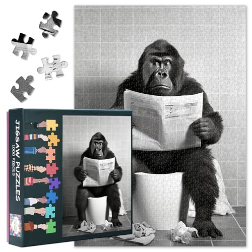 Erwachsene Tier Puzzle 1000 Blöcke, Gorilla sitzt auf der Toilette Puzzles, Erwachsene Puzzle Spiele oder Spielzeug, geeignet für ältere Freunde 50X70 cm Erwachsene Tier Puzzle 1000 Blöcke, Gorilla sitzt auf der Toilette Puzzles, Erwachsene Puzzle Spiele oder Spielzeug, geeignet für ältere Freunde 50X70 cm von TISHIRON