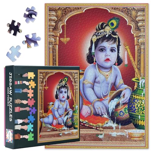 Erwachsene mit Kṛṣṇa Puzzle 1000 Blöcke, Hindu Götter Kultur Puzzles, Erwachsene mit Erwachsenen Puzzles, Puzzle Spiel oder Spielzeug für ältere Freunde 50x70 cm Erwachsene mit Kṛṣṇa Puzzle 1000 Blöcke, Hindu Götter Kultur Puzzles, Erwachsene mit Erwachsenen Puzzles, Puzzle Spiel oder Spielzeug für ältere Freunde 50x70 cm von TISHIRON