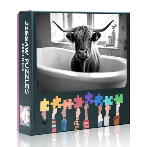 Erwachsene weiße Kühe Bad Puzzle 1000 Blöcke, Highland Cow Puzzles, Erwachsene Puzzles, Puzzle Spiel oder Spielzeug für ältere Freunde 50X70 cm Erwachsene weiße Kühe Bad Puzzle 1000 Blöcke, Highland Cow Puzzles, Erwachsene Puzzles, Puzzle Spiel oder Spielzeug für ältere Freunde 50X70 cm von TISHIRON