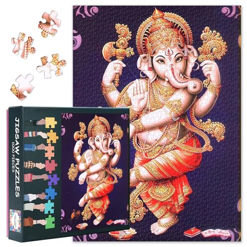 Ganesha Gott Erwachsene Puzzles 1000 Blöcke, Ganapati Hindu Gott Erwachsene Puzzle, Puzzles Spiel oder Spielzeug für ältere Freunde 50x70 cm Ganesha Gott Erwachsene Puzzles 1000 Blöcke, Ganapati Hindu Gott Erwachsene Puzzle, Puzzles Spiel oder Spielzeug für ältere Freunde 50x70 cm von TISHIRON