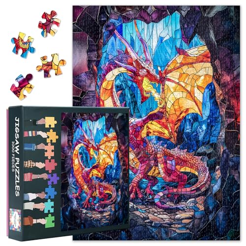 Glasdrachen 1000-teiliges Puzzle für Erwachsene – Feuer speiender Drache in Höhle Puzzles 1000 Teile – Herausfordernde Puzzles für Erwachsene, Familien, Premium-Puzzle 1000 Teile Kunst 20x27inch Glasdrachen 1000-teiliges Puzzle für Erwachsene – Feuer speiender Drache in Höhle Puzzles 1000 Teile – Herausfordernde Puzzles für Erwachsene, Familien, Premium-Puzzle 1000 Teile Kunst 20x27inch von TISHIRON