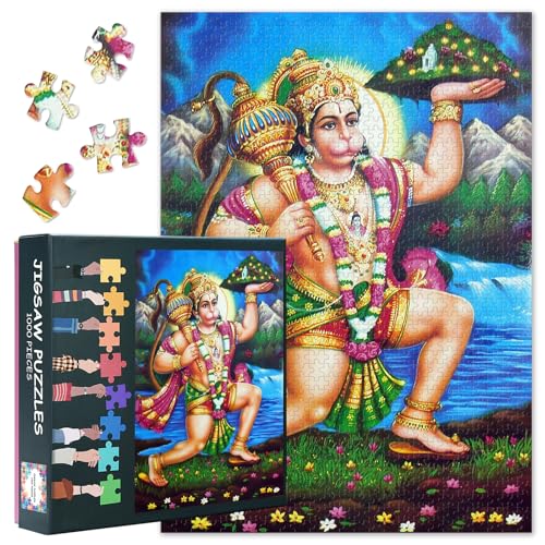 Hanuman Erwachsenen Puzzle 1000 Blöcke, Hindu Götter Puzzles, Hindu Kultur Erwachsenen-Puzzles Spiele oder Spielzeug, geeignet für ältere Freunde 50x70 cm Hanuman Erwachsenen Puzzle 1000 Blöcke, Hindu Götter Puzzles, Hindu Kultur Erwachsenen-Puzzles Spiele oder Spielzeug, geeignet für ältere Freunde 50x70 cm von TISHIRON