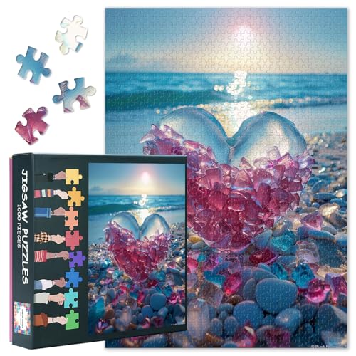 Herzförmiges Glas 1000 Stück Puzzle für Erwachsene Strandpuzzle Sonnenuntergang Jigsaw Puzzles Jugendliche Familie Spielzeug Heim Wanddekoration Geeignet für Spiel Nächte Größe: 70x50cm Herzförmiges Glas 1000 Stück Puzzle für Erwachsene Strandpuzzle Sonnenuntergang Jigsaw Puzzles Jugendliche Familie Spielzeug Heim Wanddekoration Geeignet für Spiel Nächte Größe: 70x50cm von TISHIRON