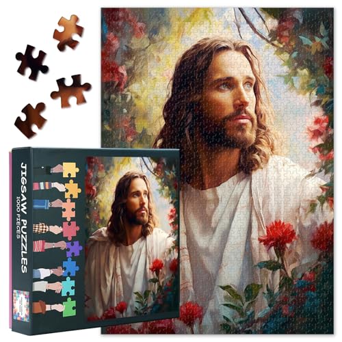 Jesus Puzzles 1000 Teile, Jesus Christus heiliges Kreuz Puzzle Erwachsene, Blumen 1000 Teile Puzzles für Erwachsene, Puzzle Impossible Geschicklichkeitsspiel für die Ganze Familie 70 x 50 cm Jesus Puzzles 1000 Teile, Jesus Christus heiliges Kreuz Puzzle Erwachsene, Blumen 1000 Teile Puzzles für Erwachsene, Puzzle Impossible Geschicklichkeitsspiel für die Ganze Familie 70 x 50 cm von TISHIRON