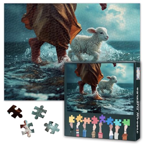 Jesus-Puzzles für Erwachsene, 1000 Teile, Das verlorene Lamm, Puzzle, Christentum, 1000 Teile, Puzzle für Erwachsene, herausforderndes Spiel, fertige Größe 50 x 70 cm Jesus-Puzzles für Erwachsene, 1000 Teile, Das verlorene Lamm, Puzzle, Christentum, 1000 Teile, Puzzle für Erwachsene, herausforderndes Spiel, fertige Größe 50 x 70 cm von TISHIRON