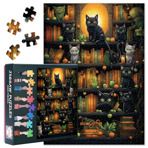 Katzen Erwachsene Puzzle 1000 Blöcke, Bücherregal Puzzle, Erwachsene Puzzle, Puzzles-Spiel oder Spielzeug für ältere Freunde 50X70CM Katzen Erwachsene Puzzle 1000 Blöcke, Bücherregal Puzzle, Erwachsene Puzzle, Puzzles-Spiel oder Spielzeug für ältere Freunde 50X70CM von TISHIRON