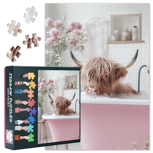 Kühe sitzen Badewanne Puzzle für Erwachsene 1000 Blöcke, Pelzige Highland-Kühe Puzzles, Erwachsene Puzzle für Erwachsene, Puzzles Spiele oder Spielzeug für ältere Freunde 50X70 cm Kühe sitzen Badewanne Puzzle für Erwachsene 1000 Blöcke, Pelzige Highland-Kühe Puzzles, Erwachsene Puzzle für Erwachsene, Puzzles Spiele oder Spielzeug für ältere Freunde 50X70 cm von TISHIRON