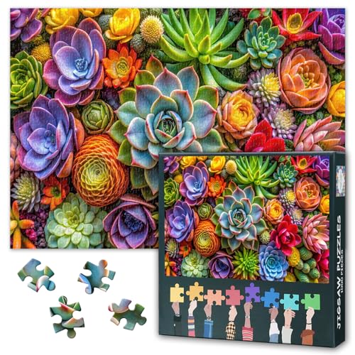 Lebhaftes, farbenfrohes Arrangement aus Blühenden Sukkulenten – Puzzle für Erwachsene mit 1000 Teilen, Unterhaltsame Puzzle-Herausforderung für Erwachsene und Familien – Fertige Größe: 20X27 inch Lebhaftes, farbenfrohes Arrangement aus Blühenden Sukkulenten – Puzzle für Erwachsene mit 1000 Teilen, Unterhaltsame Puzzle-Herausforderung für Erwachsene und Familien – Fertige Größe: 20X27 inch von TISHIRON