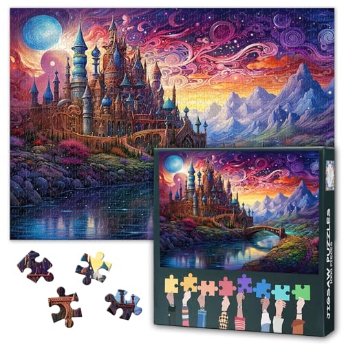 Magic Castle Puzzles für Erwachsene 1000 Teile Surrealistischer Realismus Puzzle 1000 Teile faszinierende Sturm Wolke Straße Puzzles, Magisches Puzzle, 19,5 x 27,5 Zoll von TISHIRON